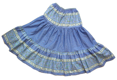 Provence tiered skirt, long (Paradou. lagon) - Click Image to Close